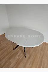 Oliva Yuvarlak Açılabilir Masa 100x100 - 100x140 | Mutfak Ve Salon Masası MDF