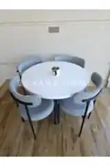 Elisa Masa Sandalye Takımı, Mutfak Masası, 4 Kişilik, Yuvarlak Mdf Masa, 90x90