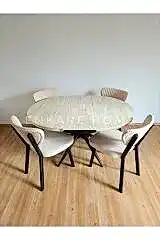 Oliva Masa Papatya Sandalye, Yuvarlak Açılabilir Mdf Masa, Mutfak, Salon Masası | 100x100