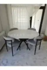 Oliva Masa Polo Sandalye Takımı | Açılabilir Yuvarlak Mdf Masa + 4 Adet Sandalye | 100x100