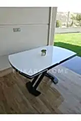X Ayaklı Beyaz Masa, Mdf Açılabilir Salon ve Mutfak Masası 80x130-190