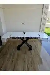 X Ayaklı Beyaz Masa, Mdf Açılabilir Salon ve Mutfak Masası 80x130-190