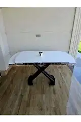 X Ayaklı Beyaz Masa, Mdf Açılabilir Salon ve Mutfak Masası 80x130-190