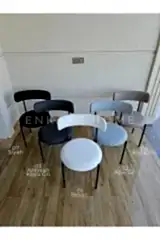 Enkare Elisa Yuvarlak Masa Sandalye Takımı, 4 Kişilik Mdf Yuvarlak Beyaz Mutfak Masası, 4 Adet Gri Sandalye 90*90