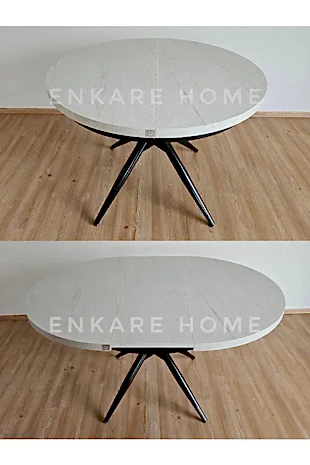 Oliva Yuvarlak Açılabilir Yemek Masası – 100x100 - 140 cm | 4-6 Kişilik | Mdf Mutfak ve Salon