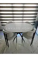 Oliva Masa Badem Sandalye Takımı - Açılabilir Yuvarlak Mdf Masa + 4 Sandalye | Mutfak, Salon 100x100