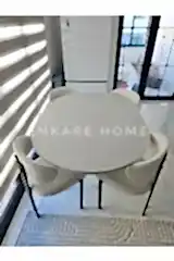 Oliva Masa Badem Sandalye Takımı - Açılabilir Yuvarlak Mdf Masa + 4 Sandalye | Mutfak, Salon 100x100