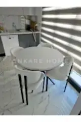 Oliva Masa Badem Sandalye Takımı - Açılabilir Yuvarlak Mdf Masa + 4 Sandalye | Mutfak, Salon 100x100