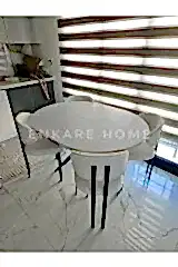 Oliva Masa Badem Sandalye Takımı - Açılabilir Yuvarlak Mdf Masa + 4 Sandalye | Mutfak, Salon 100x100