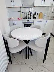 Badem Masa Sandalye Takımı | Mdf Masa | 90 cm çap