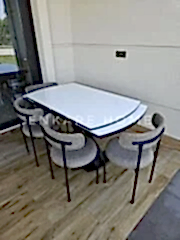 X Ayaklı Gloss Masa & Elisa Sandalye - Kapiçino Kumaş | 80x130-190 cm | Çift Kanat Açılır | Mutfak Salon