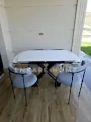 X Ayaklı Gloss Masa & Elisa Sandalye - Gri Kumaş | 80x130-190 cm | Çift Kanat Açılır | Mutfak Salon