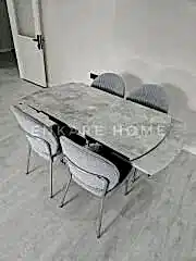 X Ayaklı Gloss Masa & Midye Sandalye Takımı - 80x130-190 | Çift Kanat Açılır | Salon ve Mutfak Masası