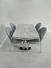 X Ayaklı Gloss Masa & Midye Sandalye Takımı - 80x130-190 | Çift Kanat Açılır | Salon ve Mutfak Masası